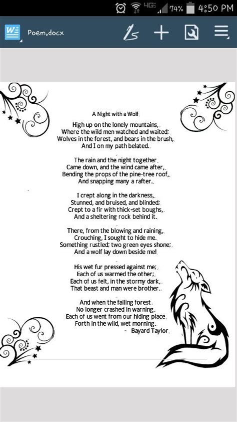 A Night With A Wolf Poem