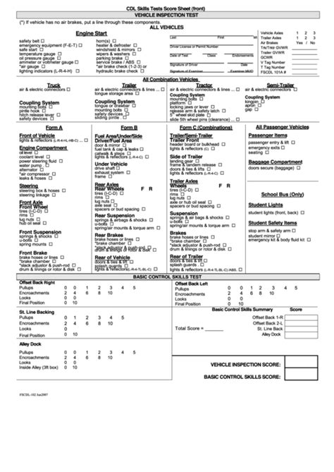 California Drivers Test Score Sheet Qustal