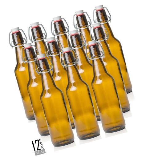 Estilo Swing Top Easy Cap Glass Beer Bottles Amber 16 Oz Set Of 12 Beer Glass Bottle Beer