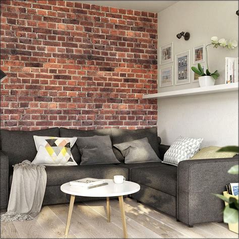 Red Brick Wall Living Room Living Room Home Decorating Ideas
