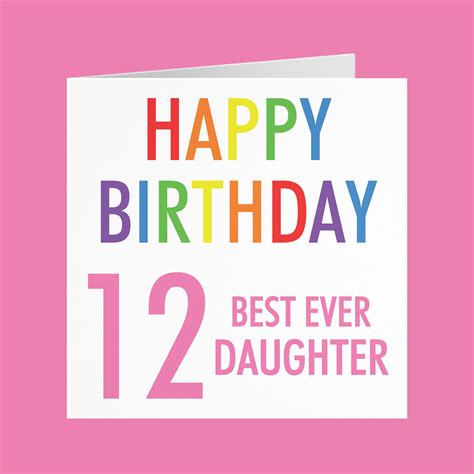 Daughter 12th Birthday Card Happy Birthday Etsy