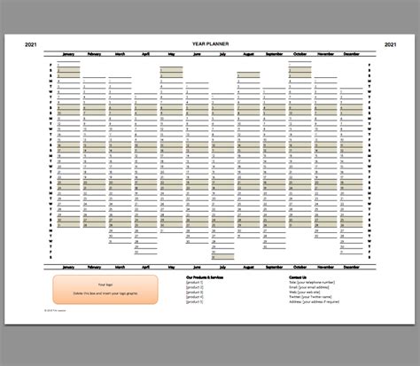 We bring 2021 excel calendar template to create your own personalized calendars in excel. Year Planner template 2021 - Excel printable file - Infozio