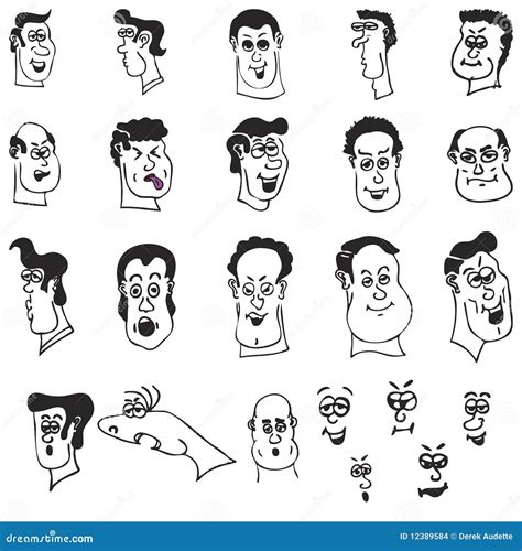 Funny Cartoon Heads And Faces Stock Vector Illustration Of