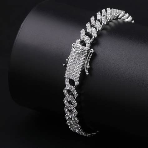 Topgrillz Hip Hop Iced Out Bling Cz Men Bracelet Fashion 7 8 9 Inch Long Miami Cuban Chain