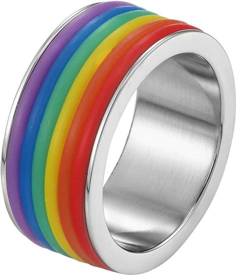 Lgbt Pride Ring 9mm Big Band Ring Gay Pride Rings For Men Rainbow Lesbian Ring Women 316l