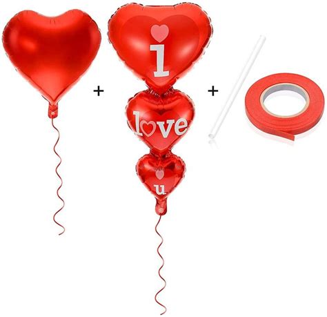 I Love You Red Heart Balloons Kit With Ribbons Valentines Day Etsy