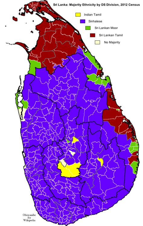 Majority Ethnicity By Ds Division According 2012 Census In Sri Lanka