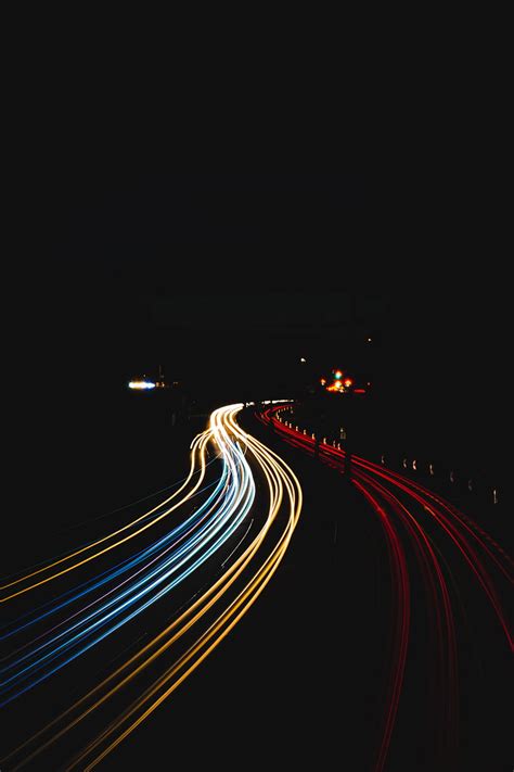 Road Lights Long Exposure Night Dark Hd Phone Wallpaper Peakpx