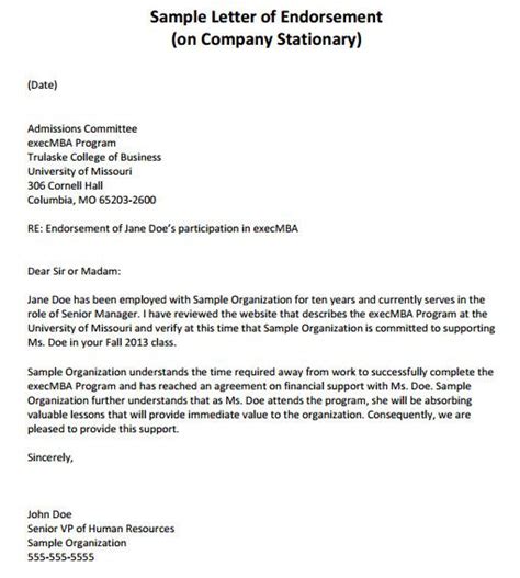Be specific about why you need additional help paying for your college tuition. Simple Endorsement Letter Sample Beautiful 26 Sample ...
