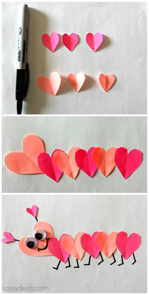 Valentines Day Heart Caterpillar Craft For Kids Valentine Day Crafts