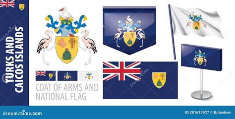 Vector Set Of The Coat Of Arms And National Flag Of Turks And Caicos