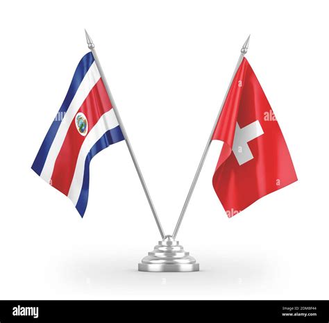 Banderas De Mesa Aisladas En 3d Blanco En Suiza Y Costa Rica Renderizar