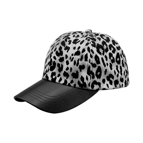 wholesale leopard print cap with textured leather bill ladies caps hats visors fashion