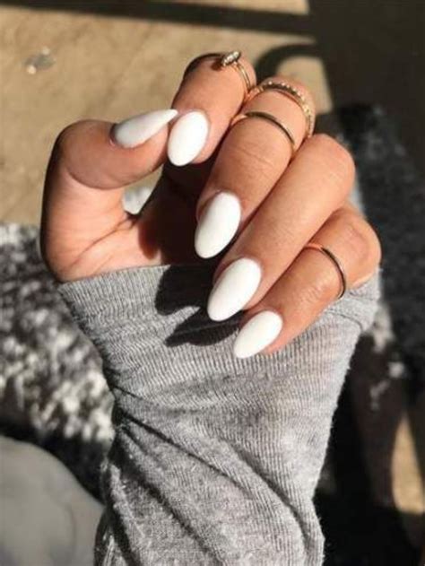 Spring Nail Colors For 2020 White Out Oval Acrylic Nails Almond