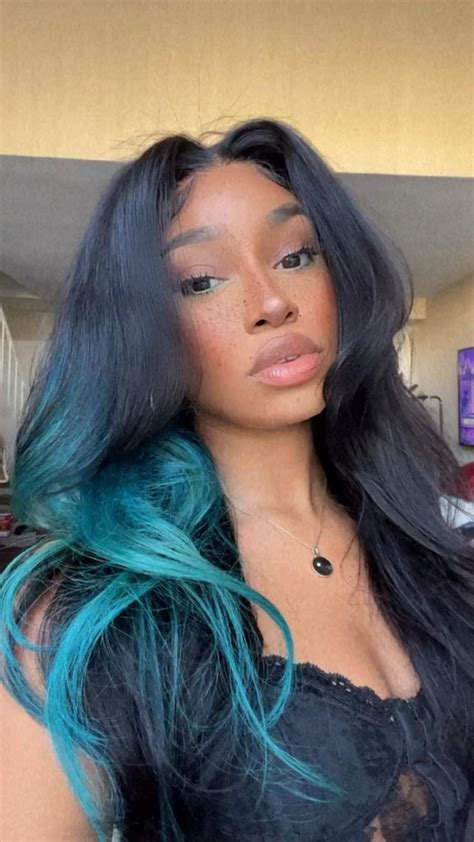 Blue Skunk Stripe Hairstyles On Wigs For Black Women Lovereesie In