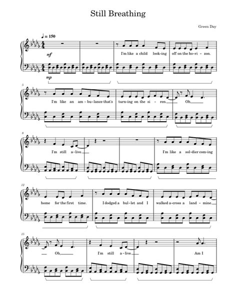 Still Breathing Green Day Sheet Music For Piano Solo