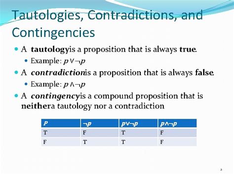 Truth Tables Examples Tautology