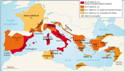Carte : les conquêtes de la République romaine, IIIe-Ie siècle av. J.-C