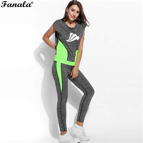 Fanala Tracksuit Women Suit Slim Sportwear Print O Neck Sleeveless T Shirt And Pants Tracksuit 2