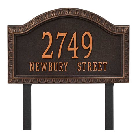 Yard Mount Address Sign - Scalloped Border Address Plaque With Lawn Stakes