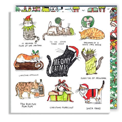 Meowy Catmas Humour Puns Christmas Cards Animals Etsy
