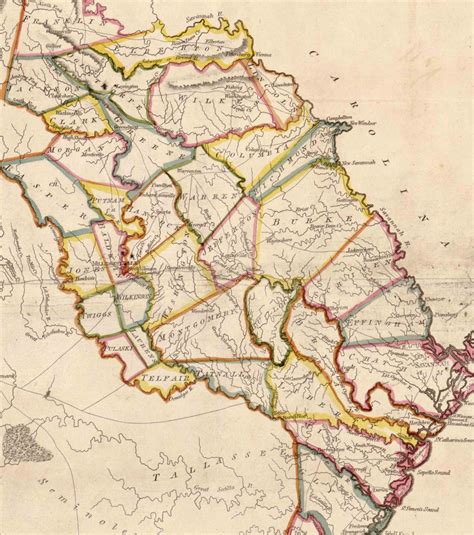 Georgia 1818 Old State Map Carey Reprint From Library Of Etsy