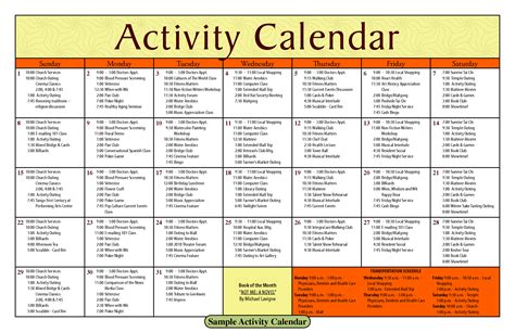 Image Result For Sample Calendar For Senior Activities Calendar