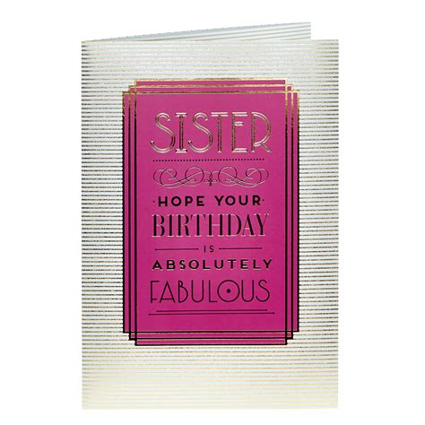 We would like to show you a description here but the site won't allow us. Buy Birthday Card - Sister Absolutely Fabulous for GBP 0.99 | Card Factory UK