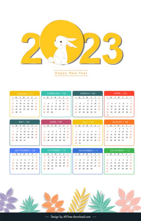 Free Adobe Illustrator Calendar 2023 Template Vectors Free Download