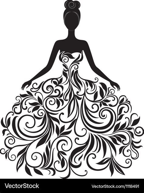 Silhouette Of Young Woman In Dress Royalty Free Vector Image