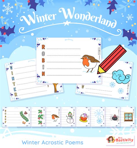 Winter Themed Acrostic Poem Templates Winter Eyfs Ks1 Resources