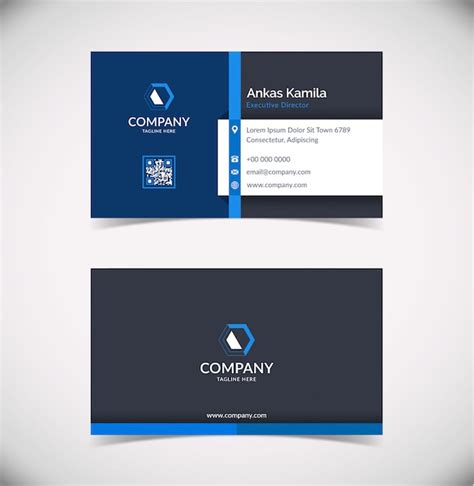 Premium Vector Modern Blue Geometric Business Card Template