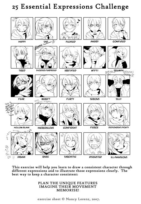 25 Expressions Challenge By Joodlez On Deviantart Reference Manga Face