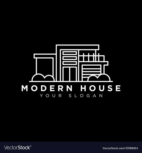Simple Outline Modern House Logo Design Royalty Free Vector