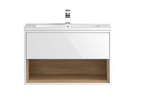 Hudson Reed Coast 800mm Cabinet With Basin White Gloss Wall Hung