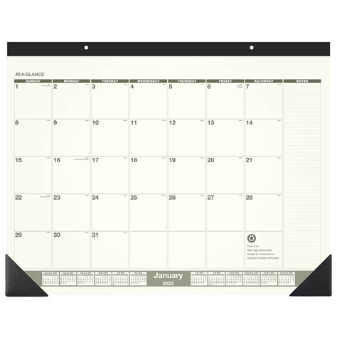 At A Glance 2023 Recycled Monthly Desk Pad Large 22 X 17