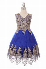 Pictures of Blue And Gold Flower Girl Dresses