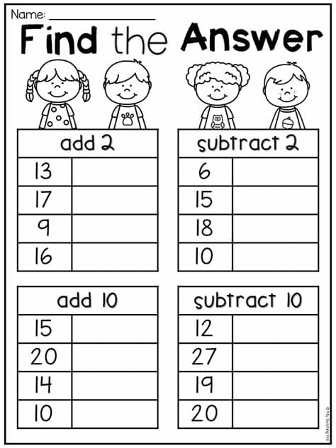 Addition And Subtraction For First Grade Worksheets ...