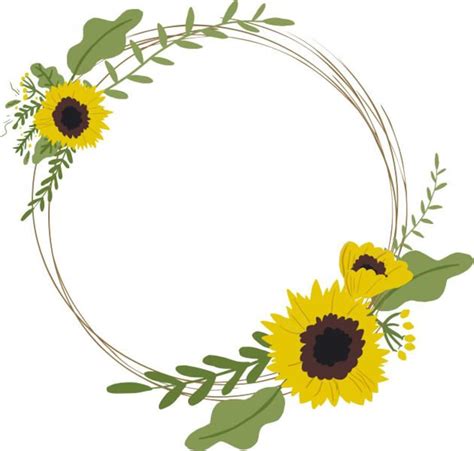 Sunflower Wreath Png And Svg Cutting Files Botanical Clip Art Etsy