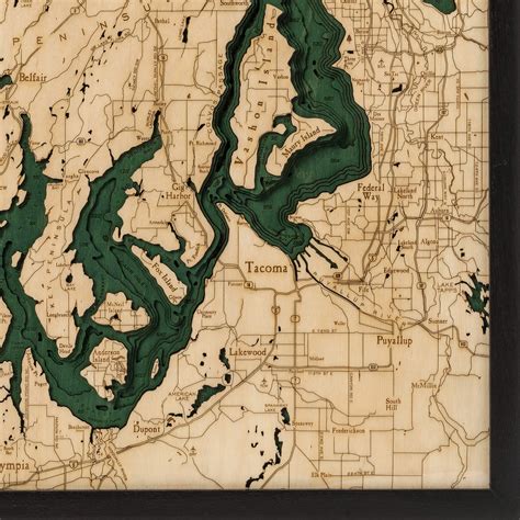 Puget Sound Wooden Map Art Topographic 3d Chart