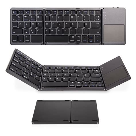 Tri Fold Portable Wireless Bluetooth Keyboard Ultra Slim W Touchpad Pc