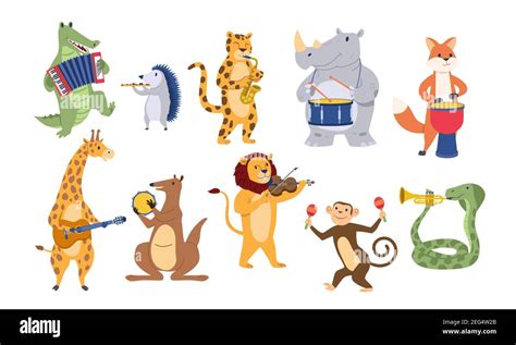 Cute Forest Animals Playing Musical Stock Vector Images Alamy
