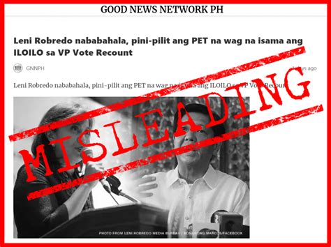 Vera Files Fact Check Robredo Camp Wants Iloilo City Not Province Out Of Vote Recount Vera
