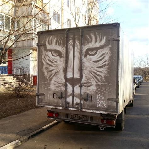 Cats don't pant like dogs, yet at certain times it's considered perfectly normal, but other times it demands a visit to the vet as soon as possible. Dirty Car & Truck Art: Moscow Street Artist Adds Critters ...