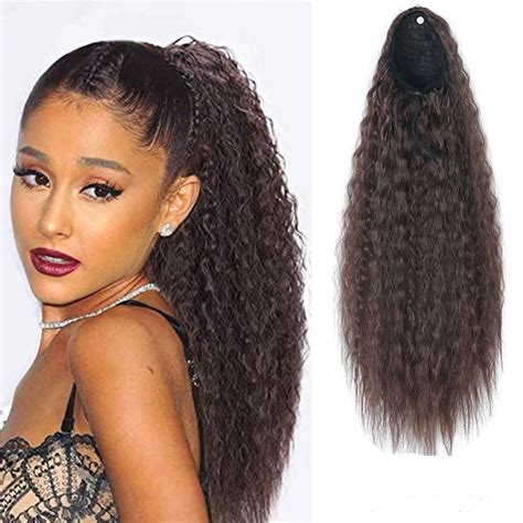 Long Afro Fluffy Kinky Curly Ponytail Clip In Synthetic