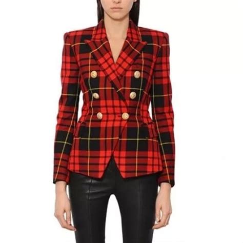 Spring Autumn Runway Women Blazers Double Breasted Notched Buttons
