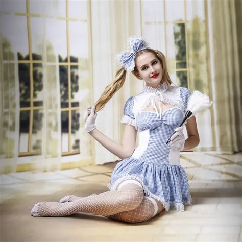 New Arrival Women Sexy French Maid Costume Exotic Halloween Maid Cosplay Outfit Sweet Gothic