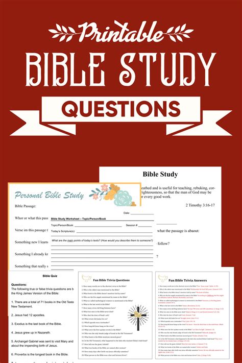 Printable Bible Study With Answers Printable Questions And Answers