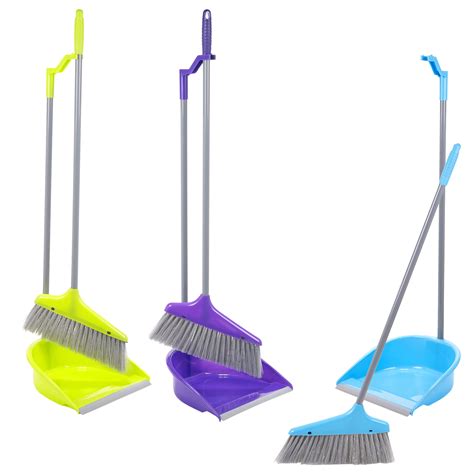 Dustpan And Brush Set Long Handle Broom Sweeper Clip Handle Cleaning