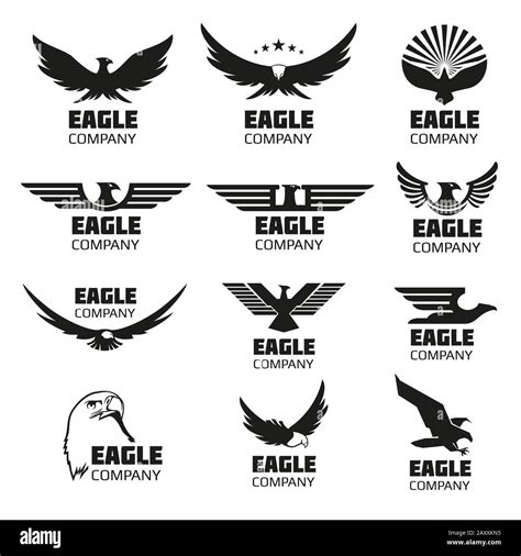 Heraldic Symbols With Eagle Silhouettes Vector Eagle Emblems Or Eagle